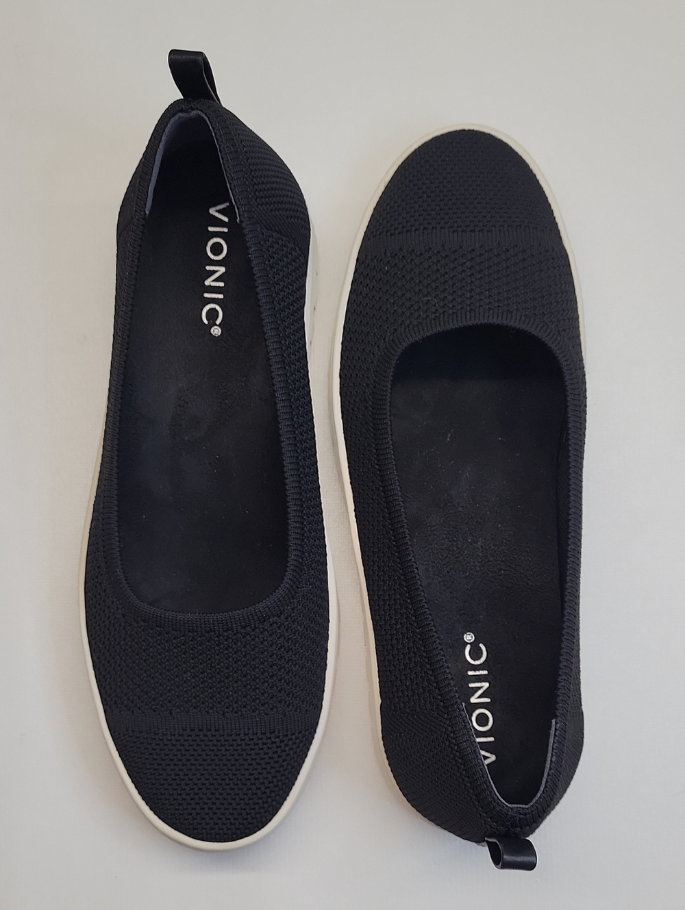 Vionic Uptown Skimmer Knit Flat Shoes 8.5 Black Slip On Womens